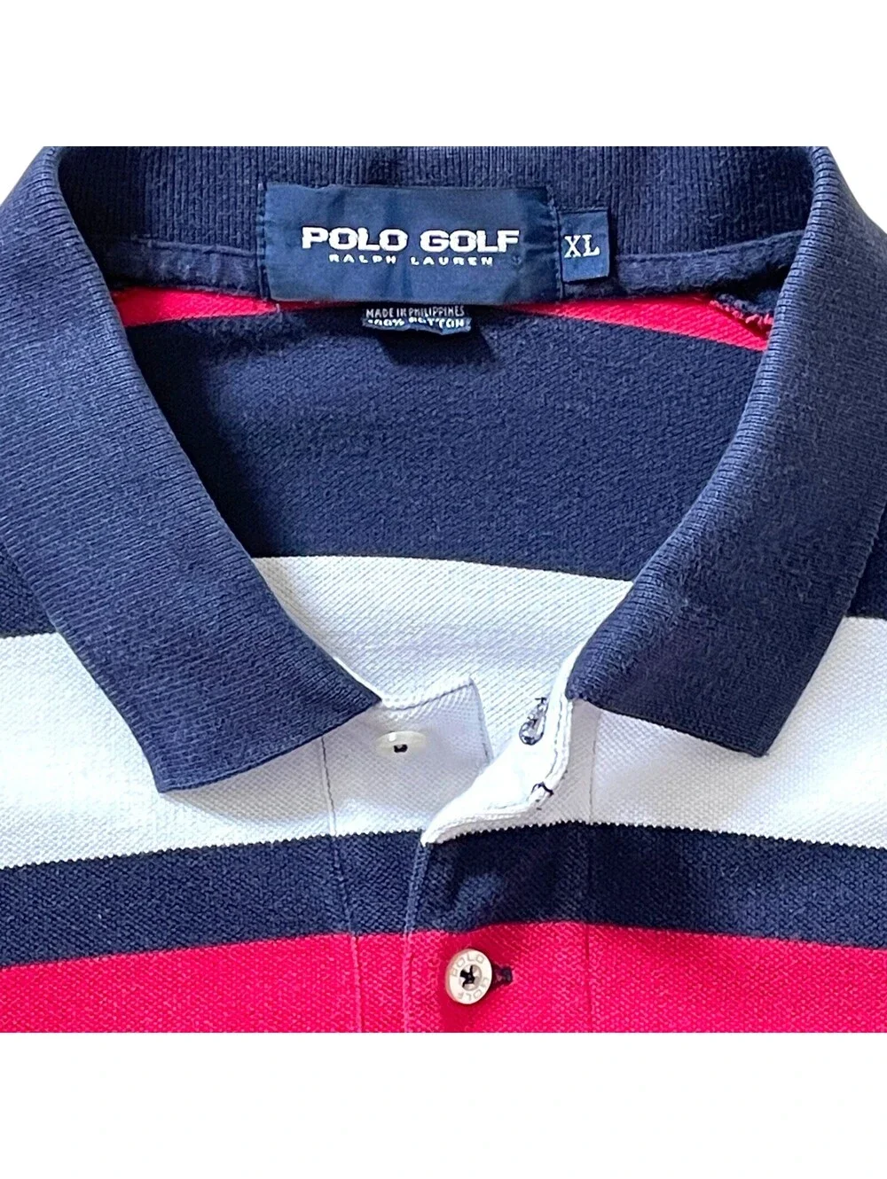 Ralph Lauren Polo Golf Shirt Men's XL Red White Blue READ!